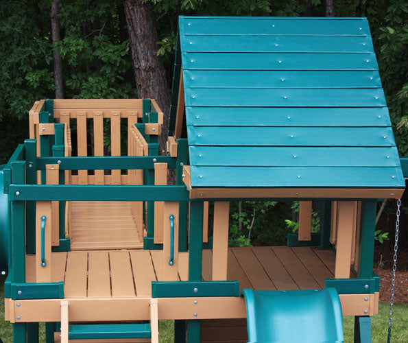 Congo Monkey Play Set Package #5 Green and Cedar - shown with optional wood roof