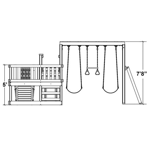 Back View Rendering - CONGO Swing'N Monkey 3 Position Swing Set With Play Deck