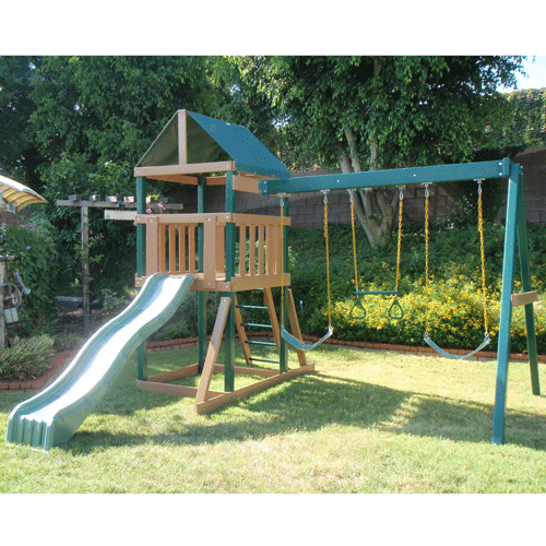 Safari Swing Set - Green and Cedar