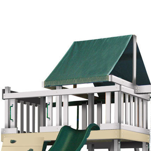 Color Reference Option: White and Sand with Green Accessories (Shown with standard tarp roof)
