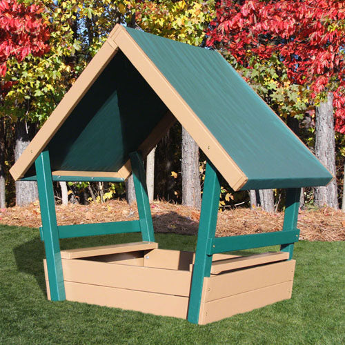 CONGO Kid Chalet Sandbox With Roof (GREEN and BROWN) 