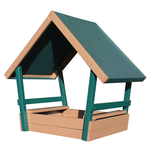 CONGO Kid Chalet Sandbox With Roof (GREEN and BROWN) 