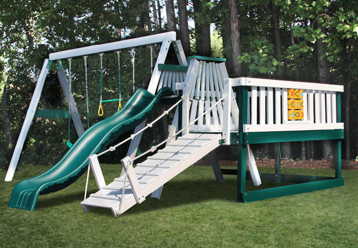 CONGO Swing'N Monkey 3 Position Swing Set With Play Deck - Green and White