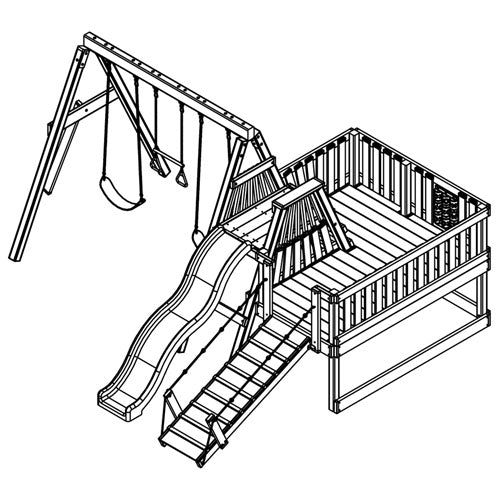 Upper View Rendering - CONGO Swing'N Monkey 3 Position Swing Set With Play Deck