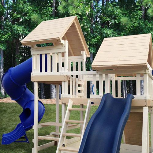 Monkey Play Set Package #3 With Optional Wood Roofs and Rave Slide Upgrade